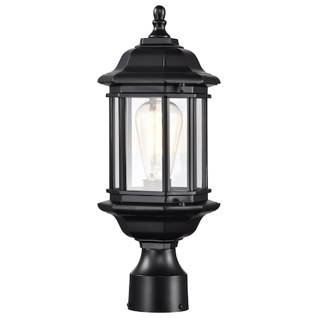 Nuvo Hopkins Outdoor Small Post Lantern 1 Light Matte Black Finish 60/6116